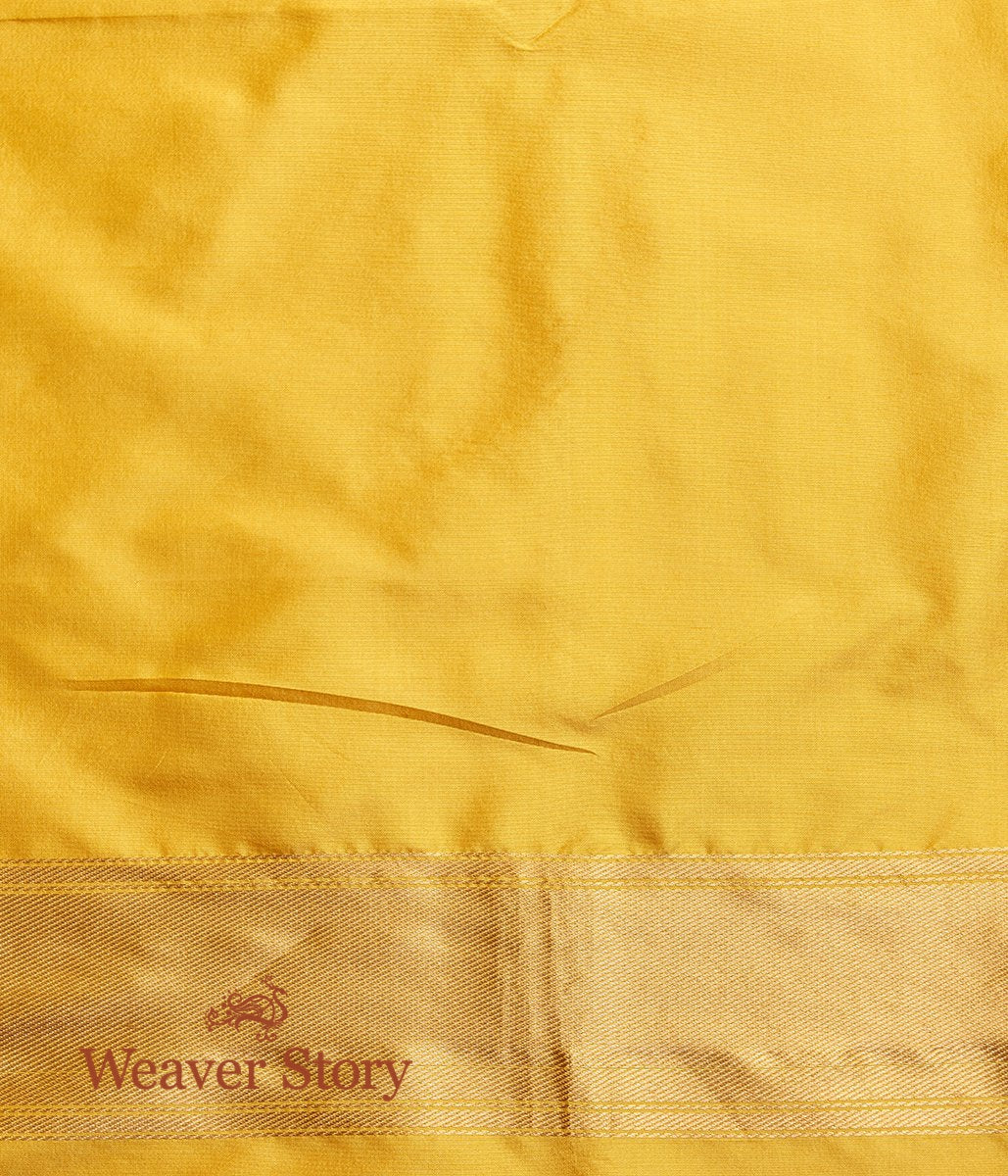 Handloom_Yellow_Kimkhab_Banarasi_Saree_with_Peach_Meenakari_WeaverStory_05