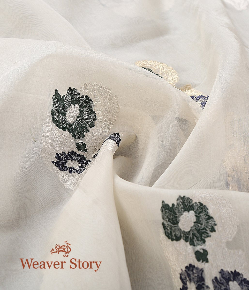 Handloom_White_Meenakari_Boota_Organza_Dupatta_WeaverStory_05