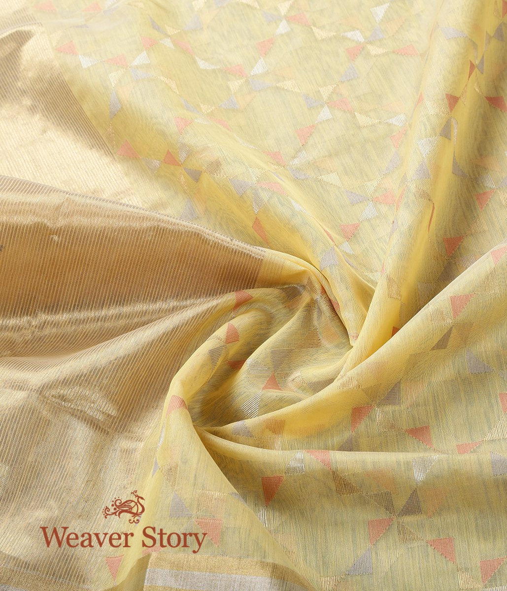 Handloom_Lemon_Yellow_Cotton_Silk_Chanderi_Dupatta_WeaverStory_05