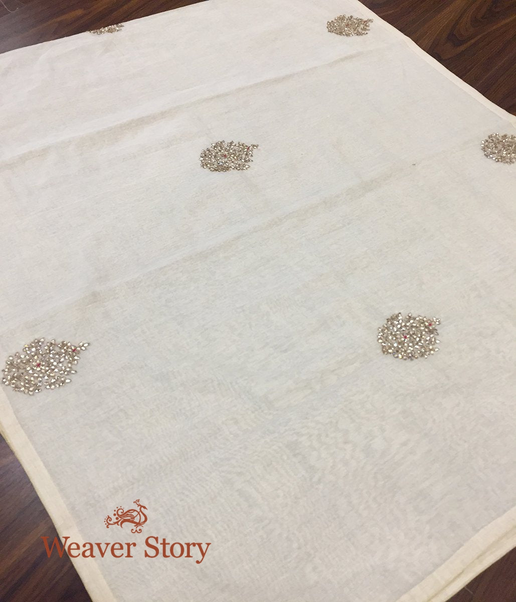 Handloom_Ivory_Cotton_Tissue_Dupatta_with_Zardozi_and_Kundan_work_WeaverStory_05
