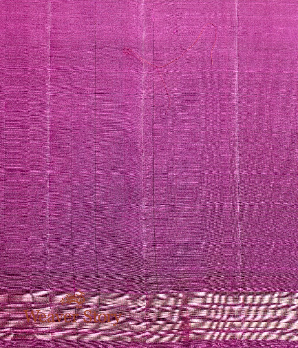 Handwoven_Beige_Ikat_Kanjivaram_Saree_with_Purple_Border_WeaverStory_05