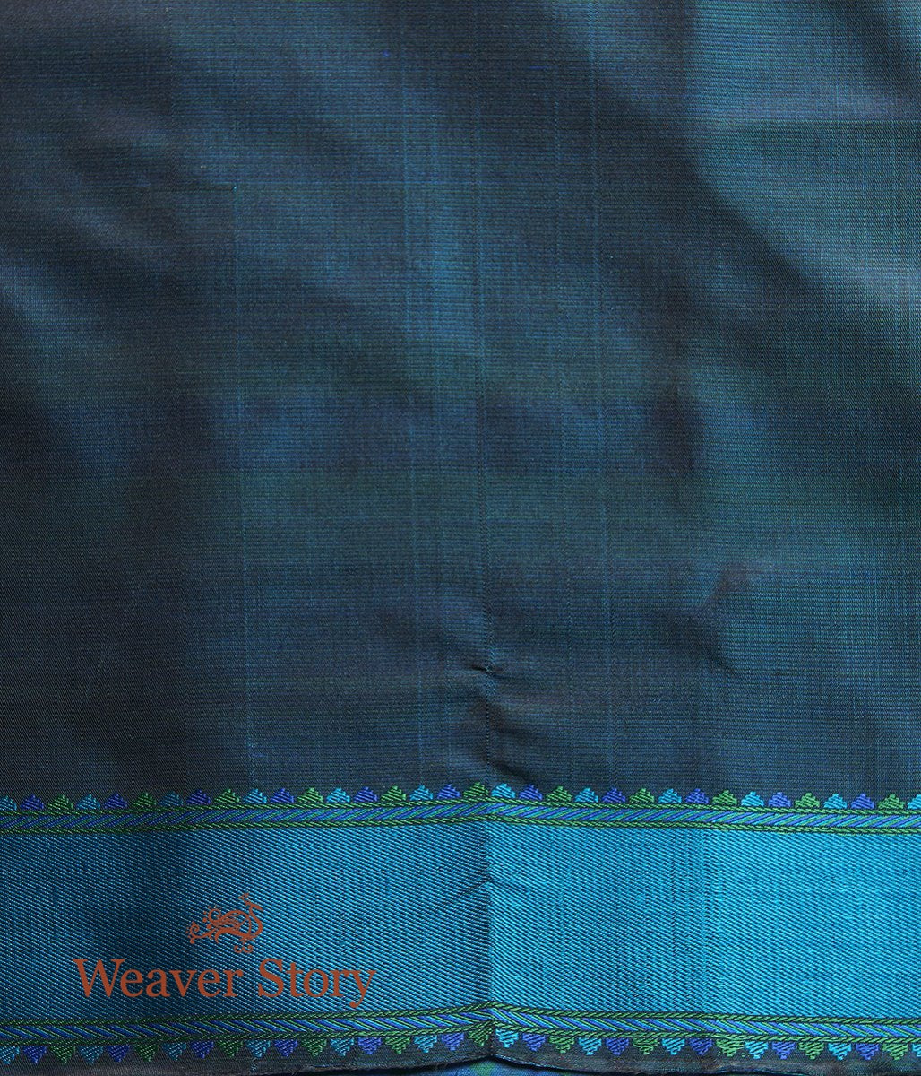 Handwoven_Blue_Green_Reshmi_Jamawar_Saree_WeaverStory_05