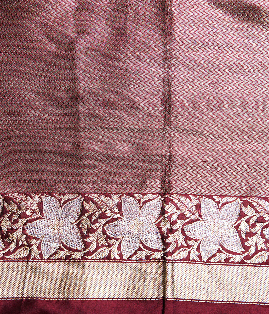 Handwoven_Wine_Cutwork_Nilambari_Saree_with_Kadhwa_Border_WeaverStory_05
