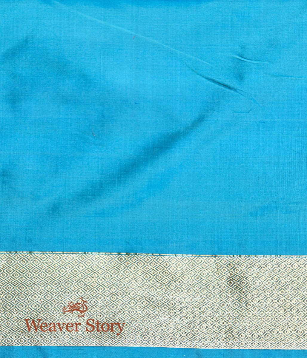 Handloom_Teal_Zari_Tanchoi_Saree_with_Gold_Zari_Border_WeaverStory_05