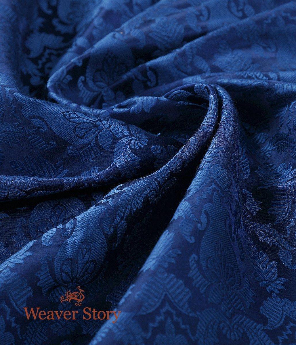 Handloom_Blue_Pure_Satin_Kimkhab_Fabric_WeaverStory_05