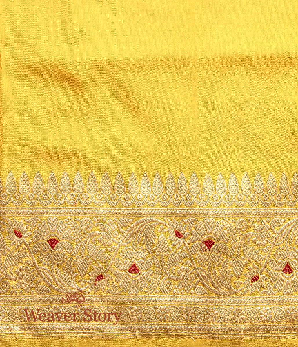 Handwoven_Yellow_Kadhwa_Jangla_Saree_with_Meenakari_WeaverStory_05