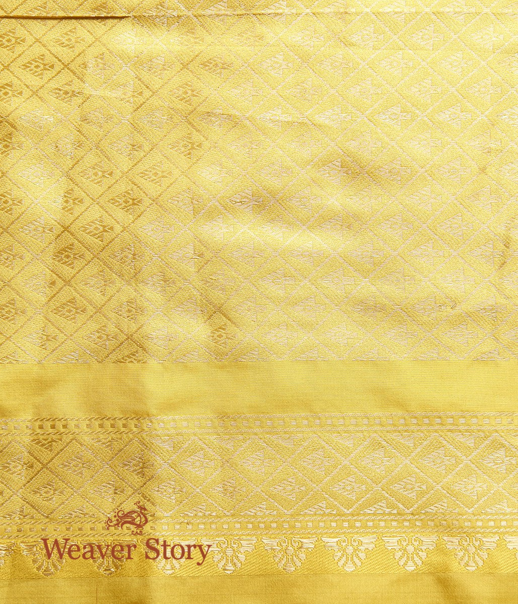 Handloom_Yellow_Kadhwa_Booti_Saree_WeaverStory_05