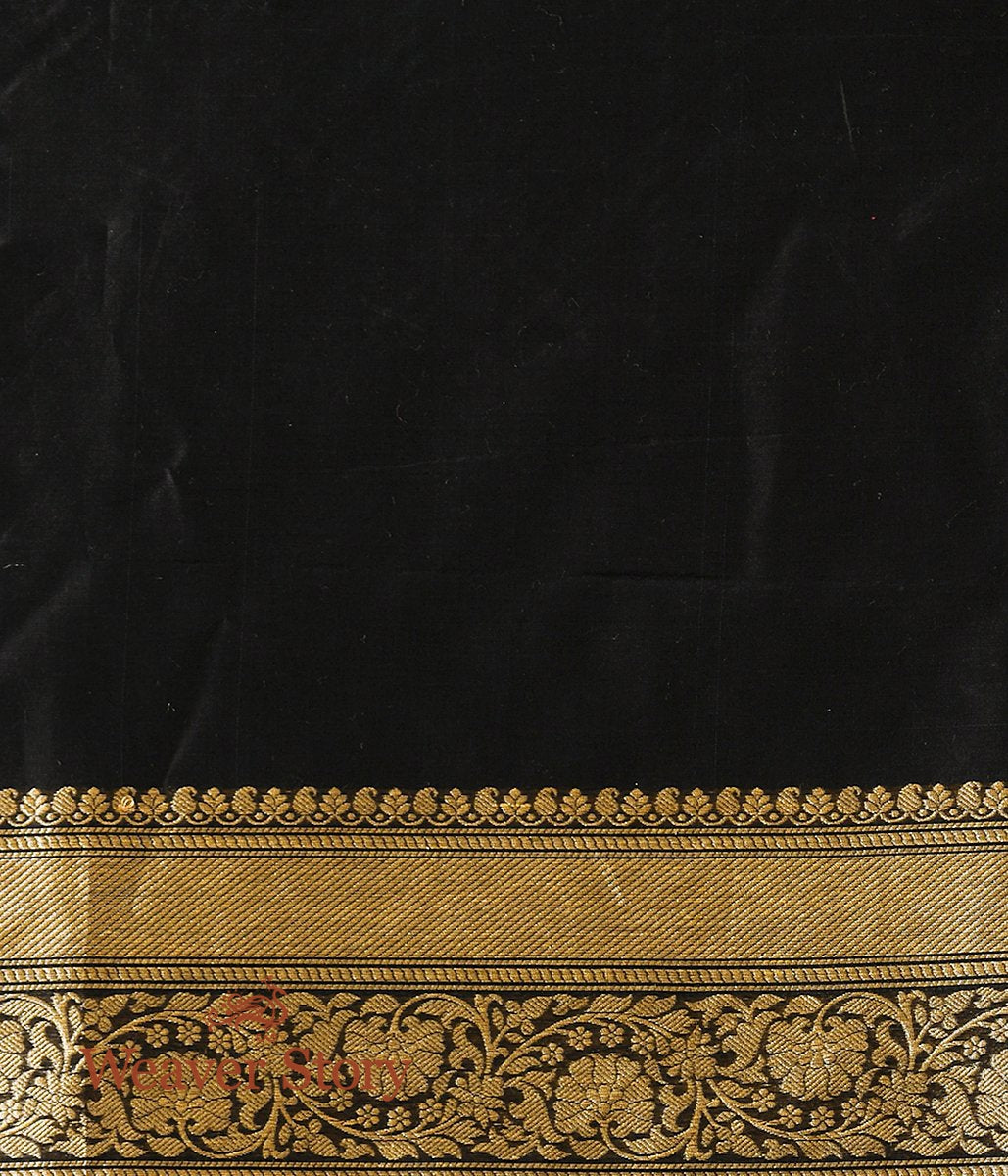 Handloom_Black_Banarasi_Cotton_Saree_with_Leaf_Motifs_WeaverStory_05