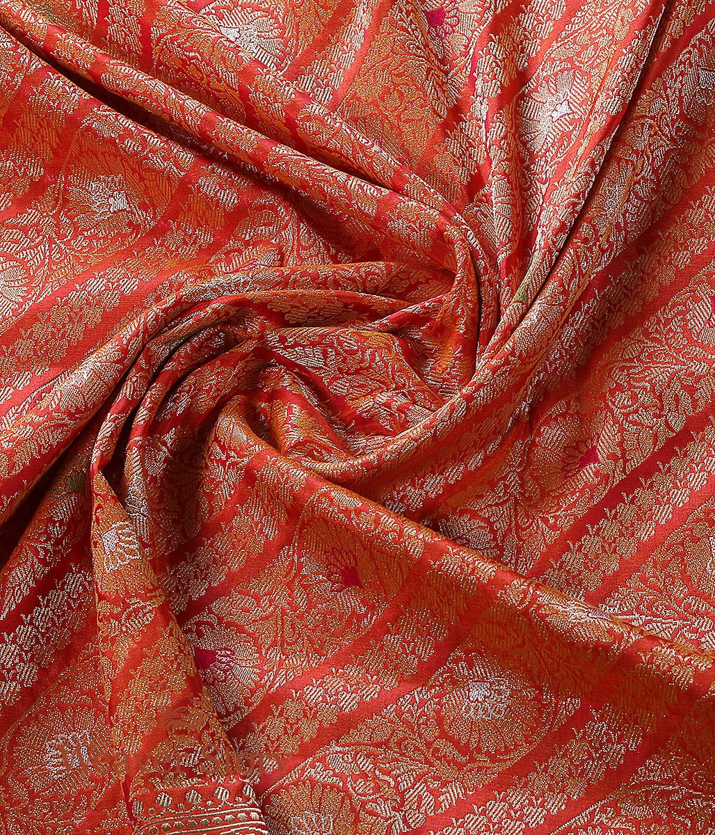 Handloom_Orange_and_Red_Kimkhab_Dupatta_with_Meenakari_WeaverStory_05