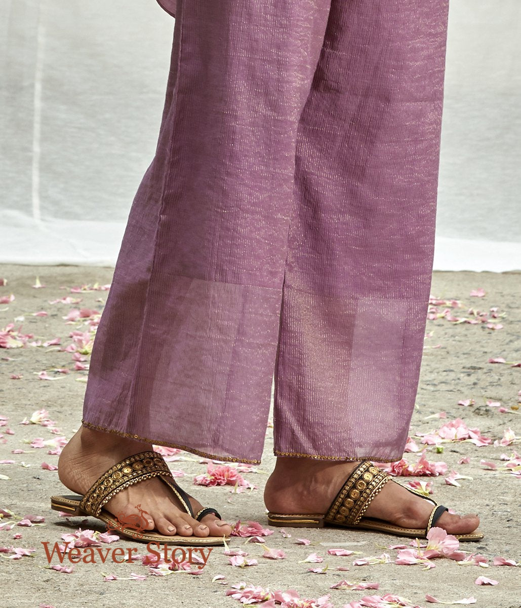 Handwoven_Purple_Front_Pintex_Tunic_with_Embroidered_Cuffs_with_Purple_Striped_Pants_WeaverStory_05