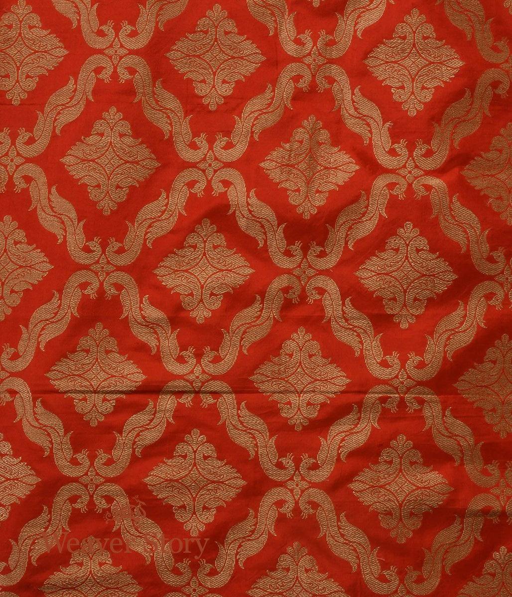 Handloom_Orange_Meenakari_Silk_Banarasi_Lehenga_with_Birds_WeaverStory_07