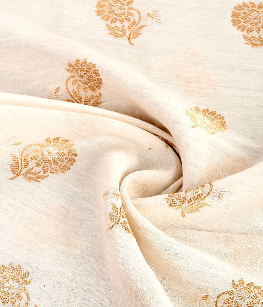 Suit_Set_-_Handwoven_Offwhite_Linen_Kurta_with_Peach_Dupatta_WeaverStory_06