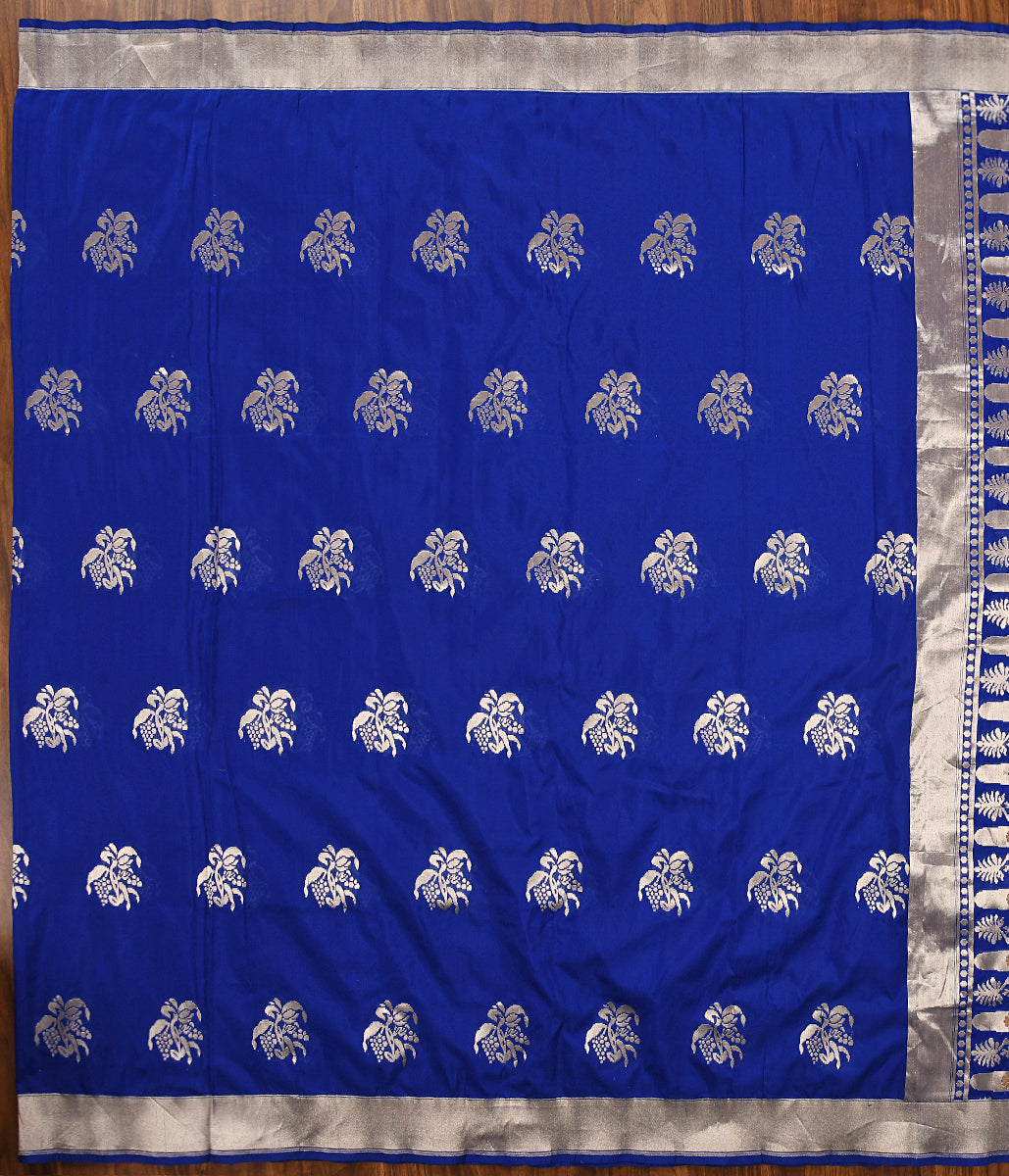 Handloom_Blue_Kadhwa_Banarasi_Lehenga_with_Gold_and_Silver_Zari_WeaverStory_06