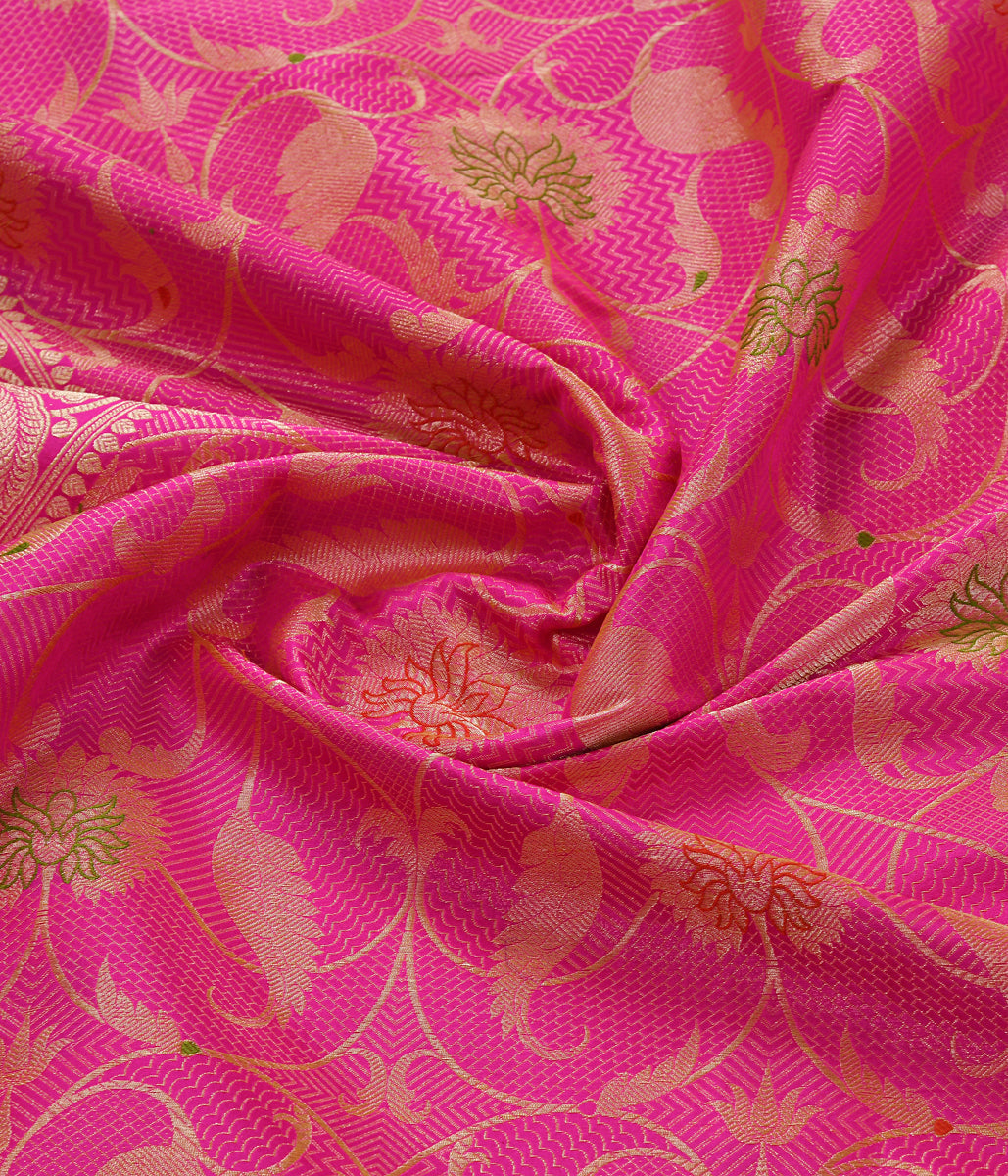 Handloom_Pink_Kimkhab_Fabric_with_Kadhwa_Meenakari_Jaal_and_Meenakari_Border_WeaverStory_06