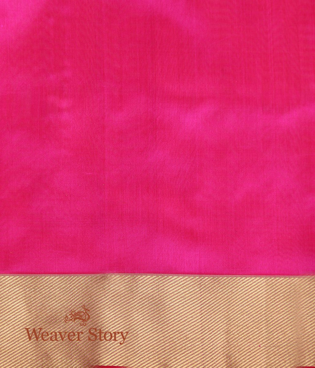 Handwoven_Hot_Pink_Chanderi_Saree_with_Leaf_Motif_WeaverStory_05