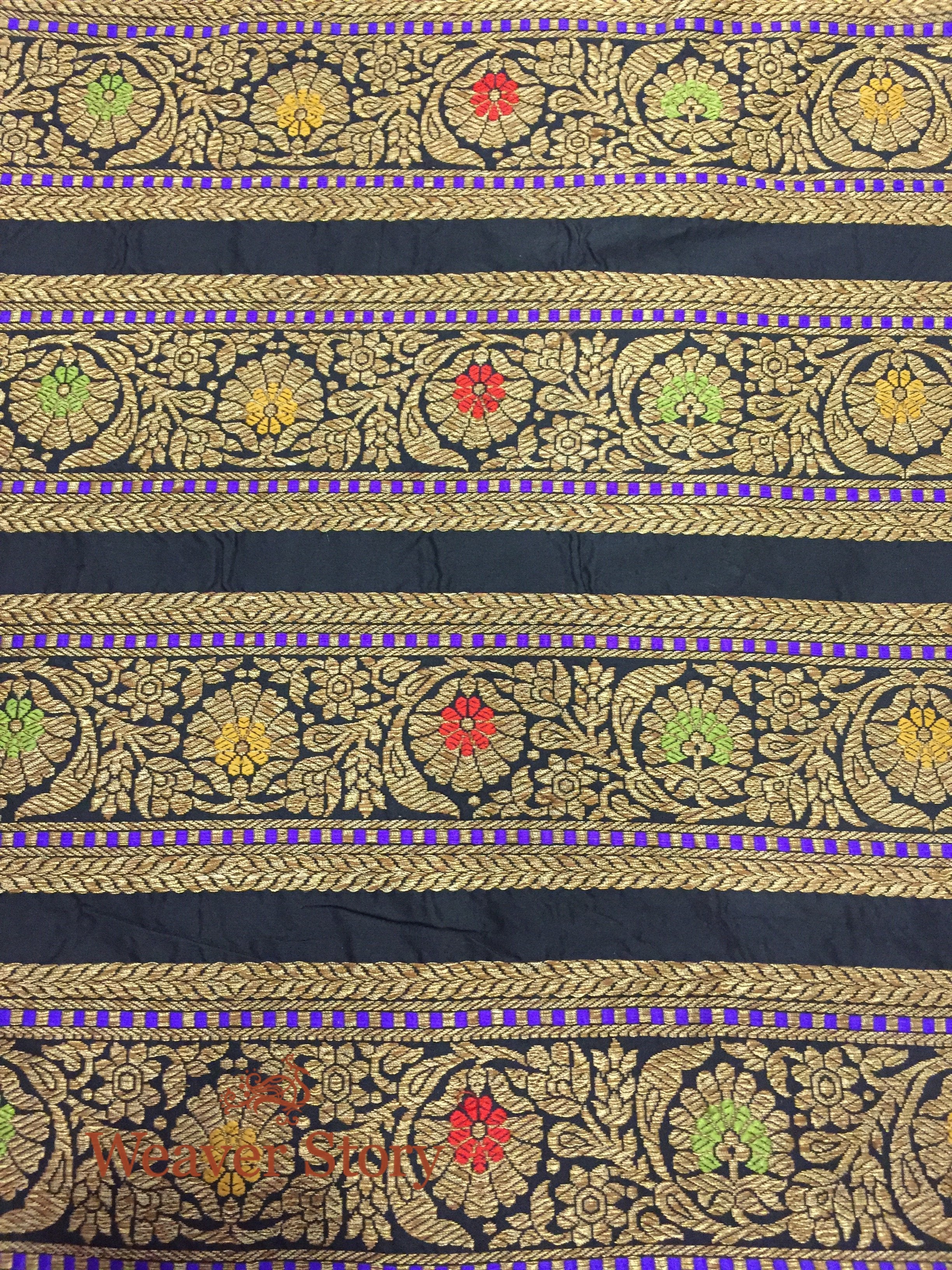 Handloom_Black_Kadhwa_Banarasi_Lehenga_with_Birds_WeaverStory_07