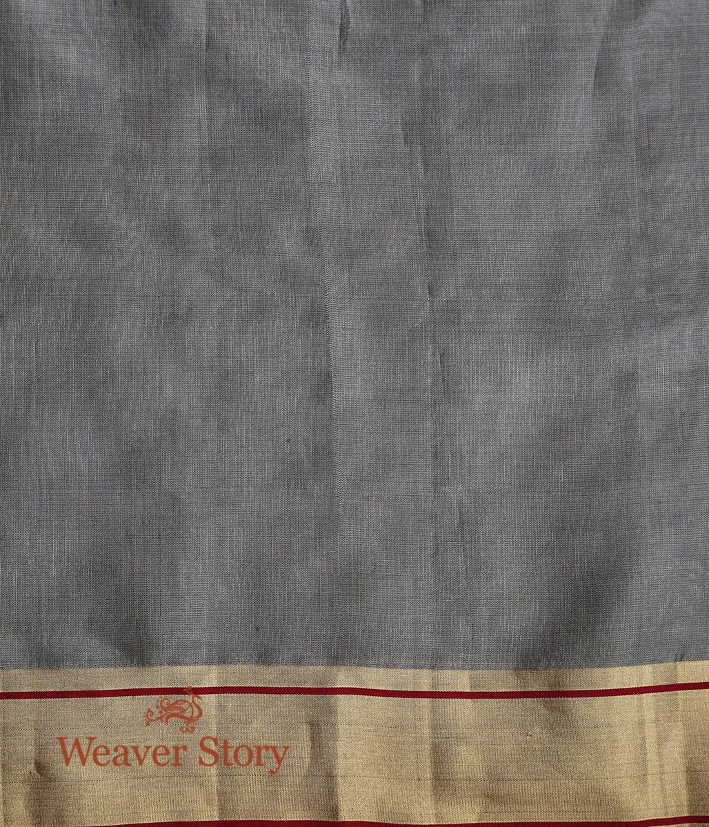 Handwoven_Grey_Chanderi_Silk_Sareee_with_Gold_and_Silver_Zari_Jaal_WeaverStory_05