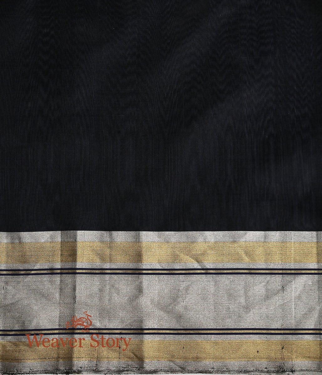 Handwoven_Blue_and_Black_Dual_Tone_Chanderi_Silk_All_Over_Zari_Jaal_WeaverStory_05