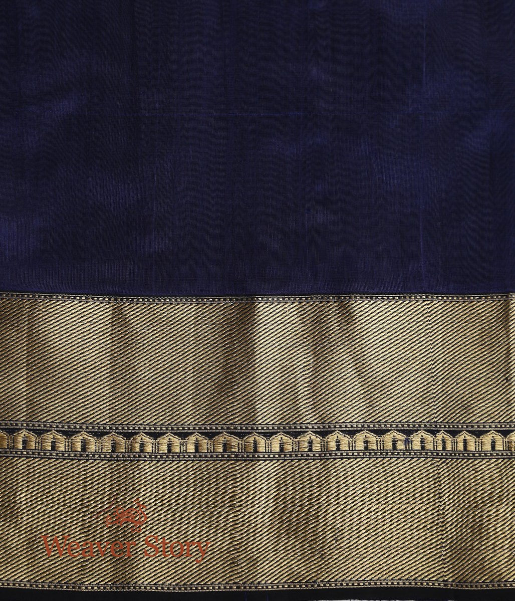 Handwoven_Blue_Chanderi_Silk_Saree_with_Gold_and_Silver_Zari_Border_WeaverStory_05