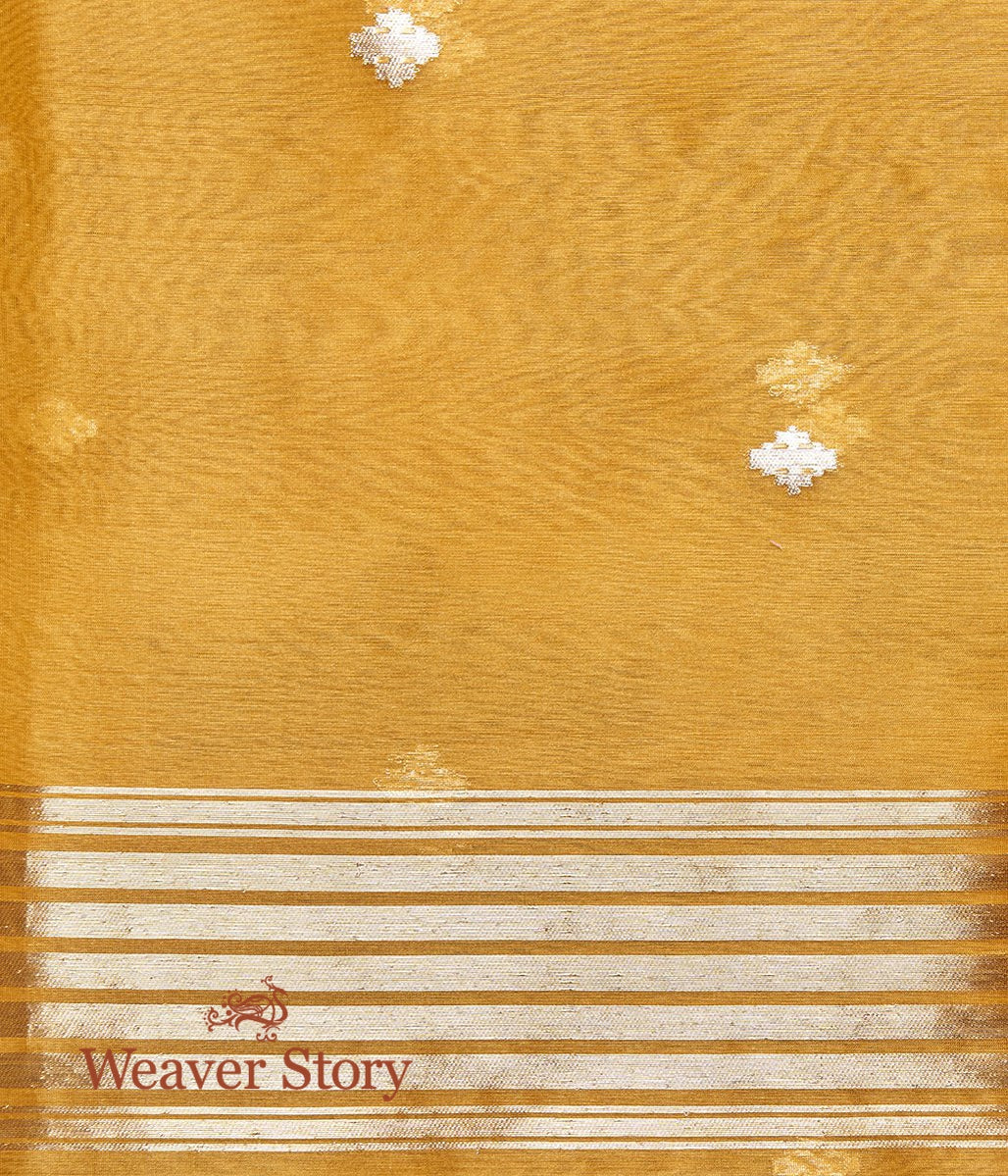 Handloom_Mustard_Kora_Banarasi_Saree_with_Cutwork_Floral_Border_WeaverStory_05