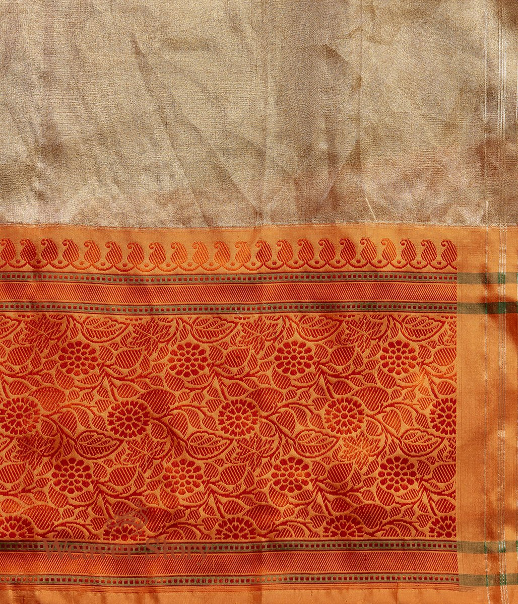 Handwoven_Gold_and_Orange_Kora_Tissue_Saree_with_Kadhwa_Boota_WeaverStory_05