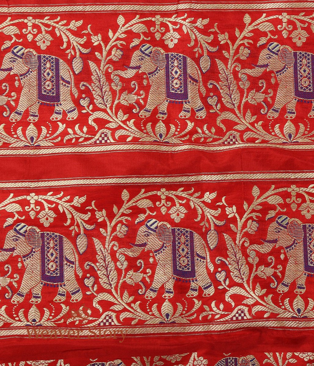 Red_Handloom_Katan_Silk_Banarasi_Shikargah_Lehenga_WeaverStory_08