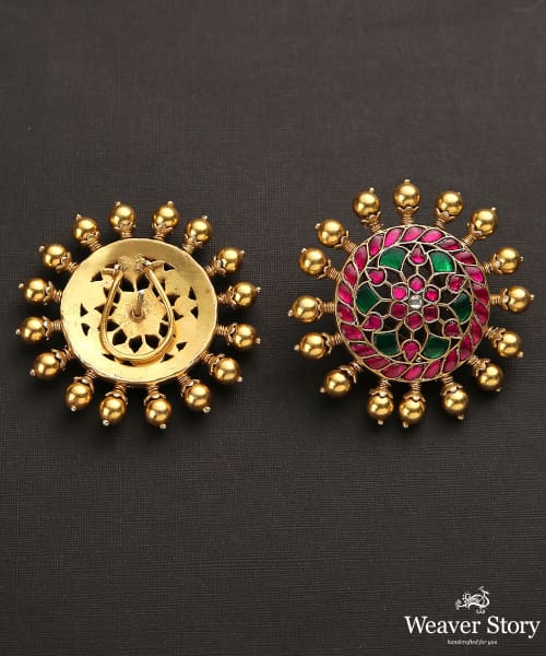 Zeina_Handcrafted_Studs_in_Pure_Silver_With_Ruby_And_Emeralds_WeaverStory_03