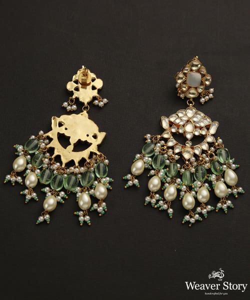 Farida_Handcrafted_Pure_Silver_Earrings_With_kundan_And_Pearls_WeaverStory_03