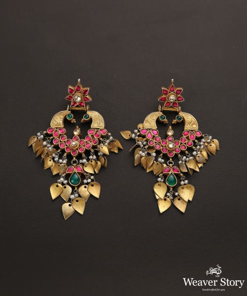 Ameirah_Handcrafted_Pure_Silver_Earrings_With_Emeralds_And_Ruby_WeaverStory_02