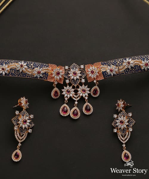 Faahira_Necklace_Set_With_kundan_And_Ruby_Handcrafted_In_Pure_Silver_WeaverStory_05