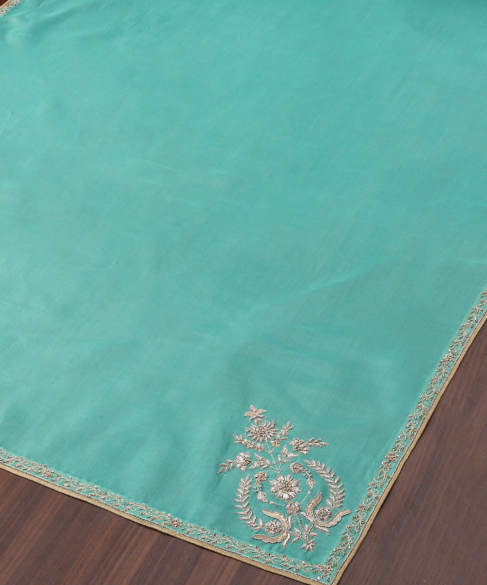 Handloom_Aqua_Blue_Pure_Organza_Dupatta_With_Hand_Embroidered_Zardozi_Motifs_And_Thin_Border_WeaverStory_03