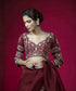 Maroon_Hand_Embroidered_Raw_Silk_Blouse_With_3/4th_Sleeves_WeaverStory_01
