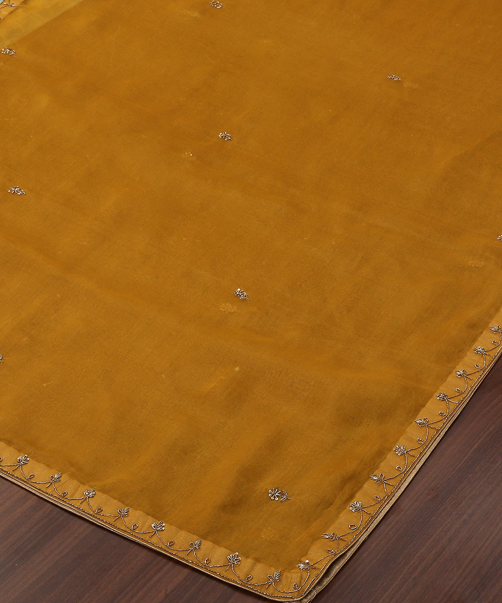 Handloom_Ochre_Yellow_Pure_Organza_Dupatta_With_Hand_Embroidered_Zardozi_Border_WeaverStory_03