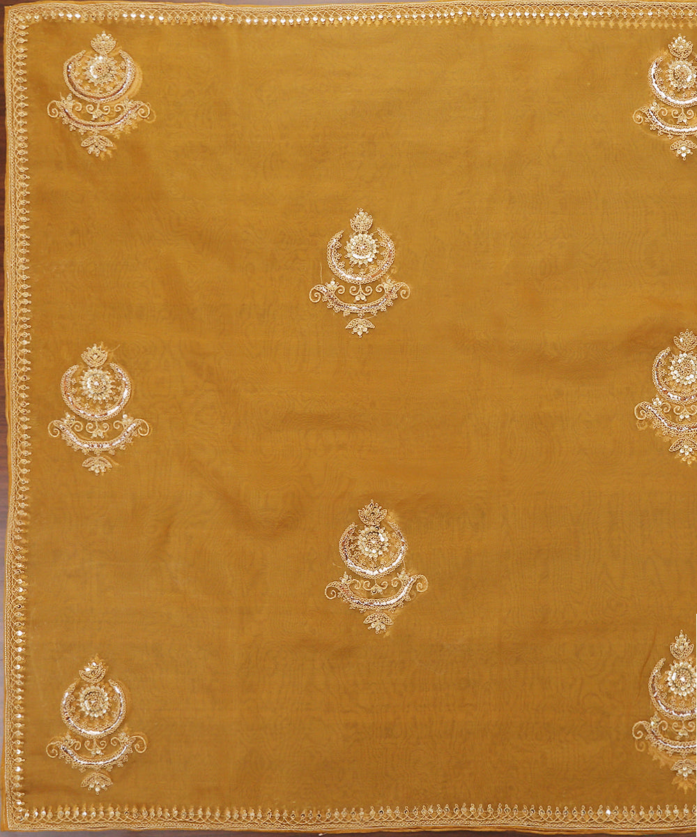 Mustard_Handloom_Pure_Organza_Dupatta_With_Hand_Embroidered_Mukaish_And_Dori_Motif_WeaverStory_02
