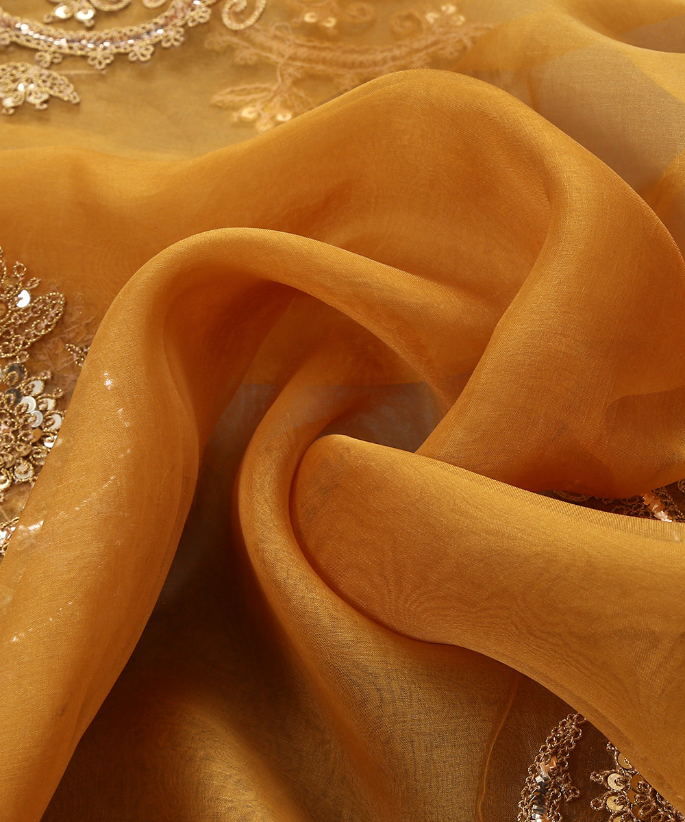 Mustard_Handloom_Pure_Organza_Dupatta_With_Hand_Embroidered_Mukaish_And_Dori_Motif_WeaverStory_05