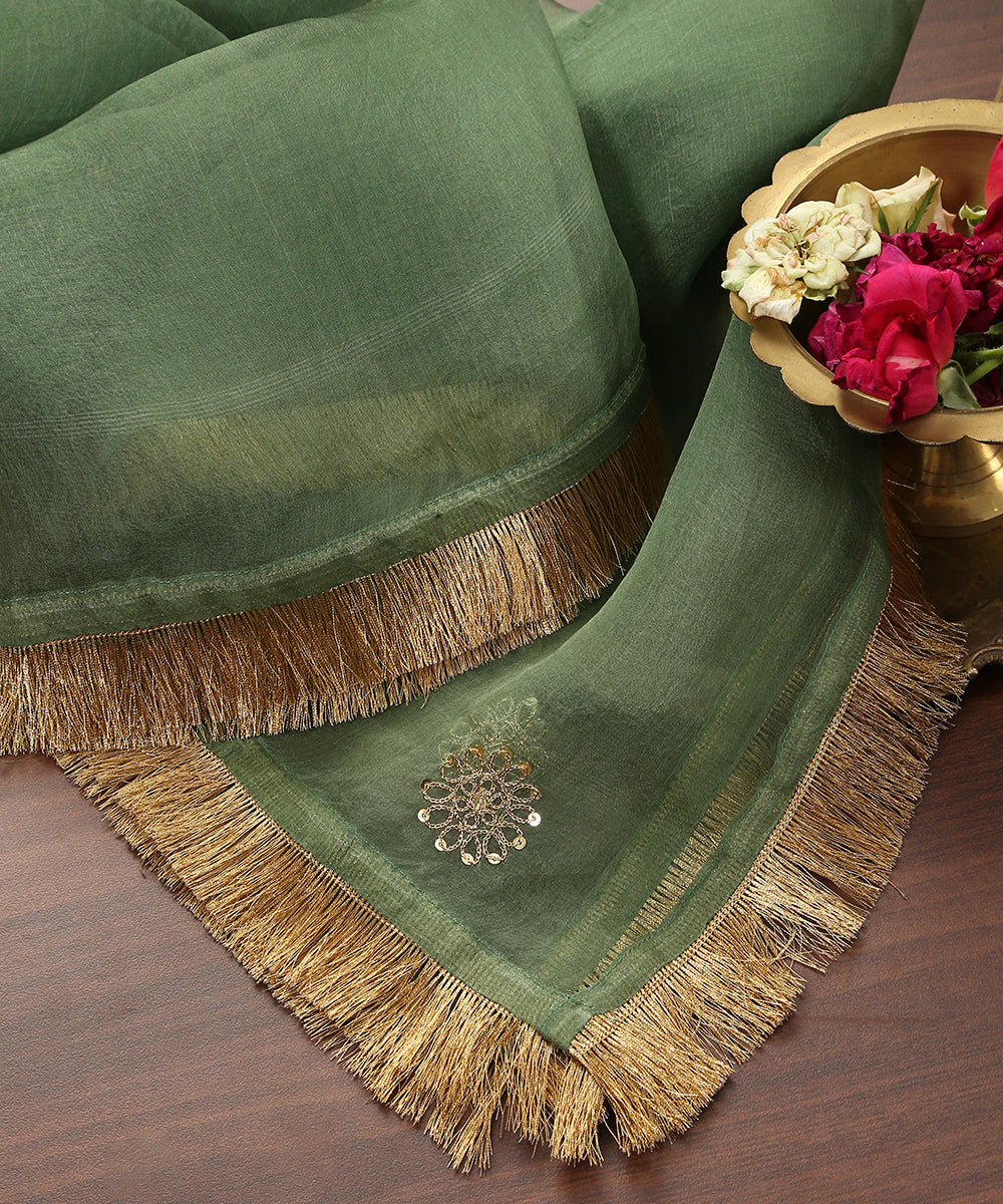 Sage_Green_Handloom_Pure_Organza_Dupatta_With_Kiran_Border_WeaverStory_01