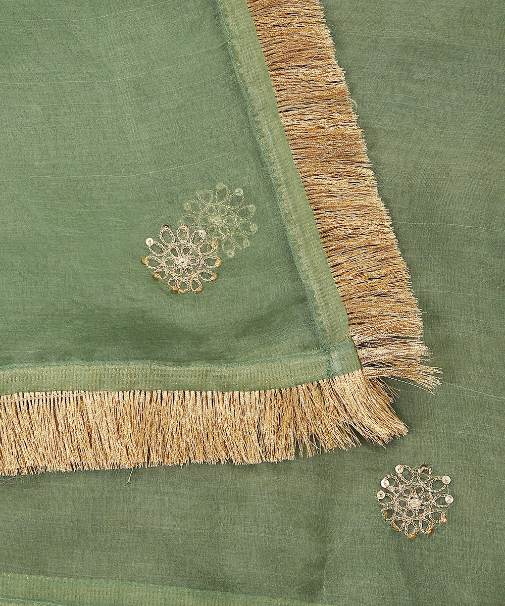 Sage_Green_Handloom_Pure_Organza_Dupatta_With_Kiran_Border_WeaverStory_04