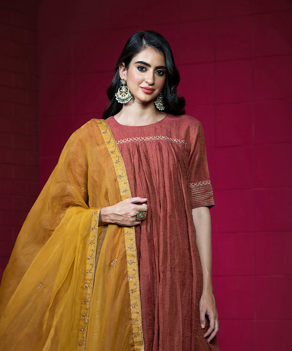 Handloom_Maroon_Embroidered_Tissue_Chanderi_Kurti_with_Gharara_and_Organza_Dupatta_WeaverStory_01