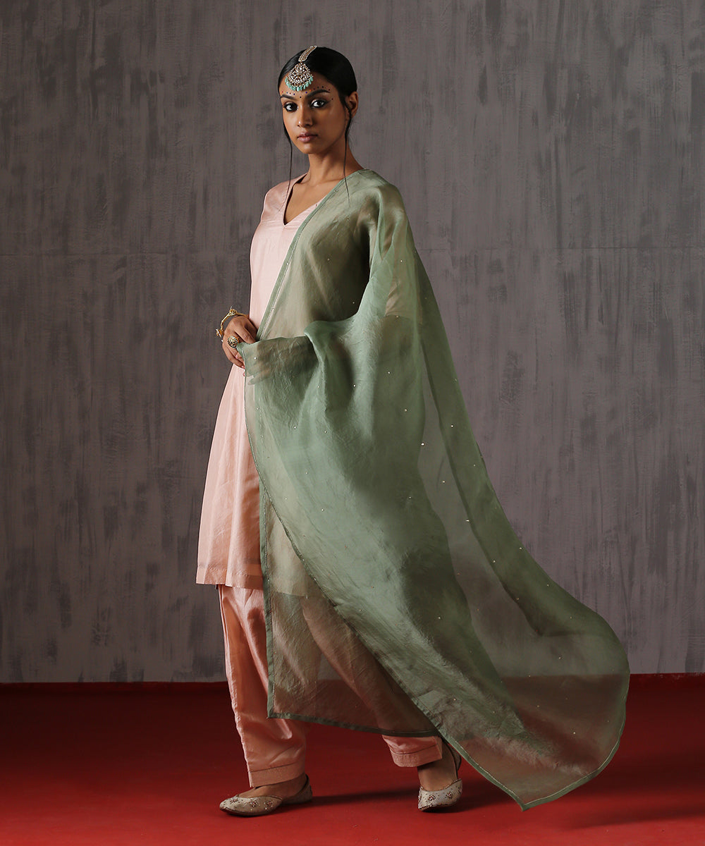 Sage_Green_Hand_Emboidered_Organza_Dupatta_WeaverStory_02