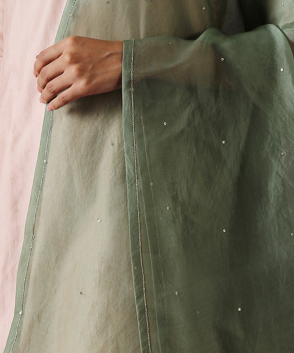 Sage_Green_Hand_Emboidered_Organza_Dupatta_WeaverStory_03