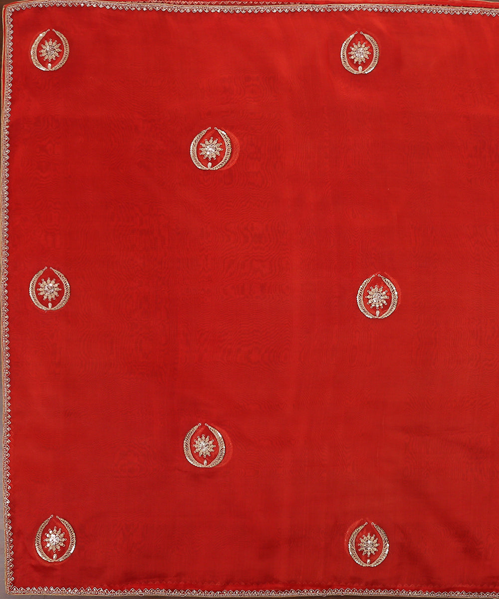 Brick_Red_Handloom_Pure_Organza_Dupatta_With_Dori_And_Sequin_Hand_Embroidery_WeaverStory_02