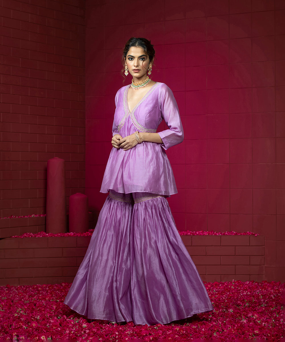Lavender_Handloom_Chanderi_Peplum_Top_with_Gharara_and_Organza_Dupatta_WeaverStory_03