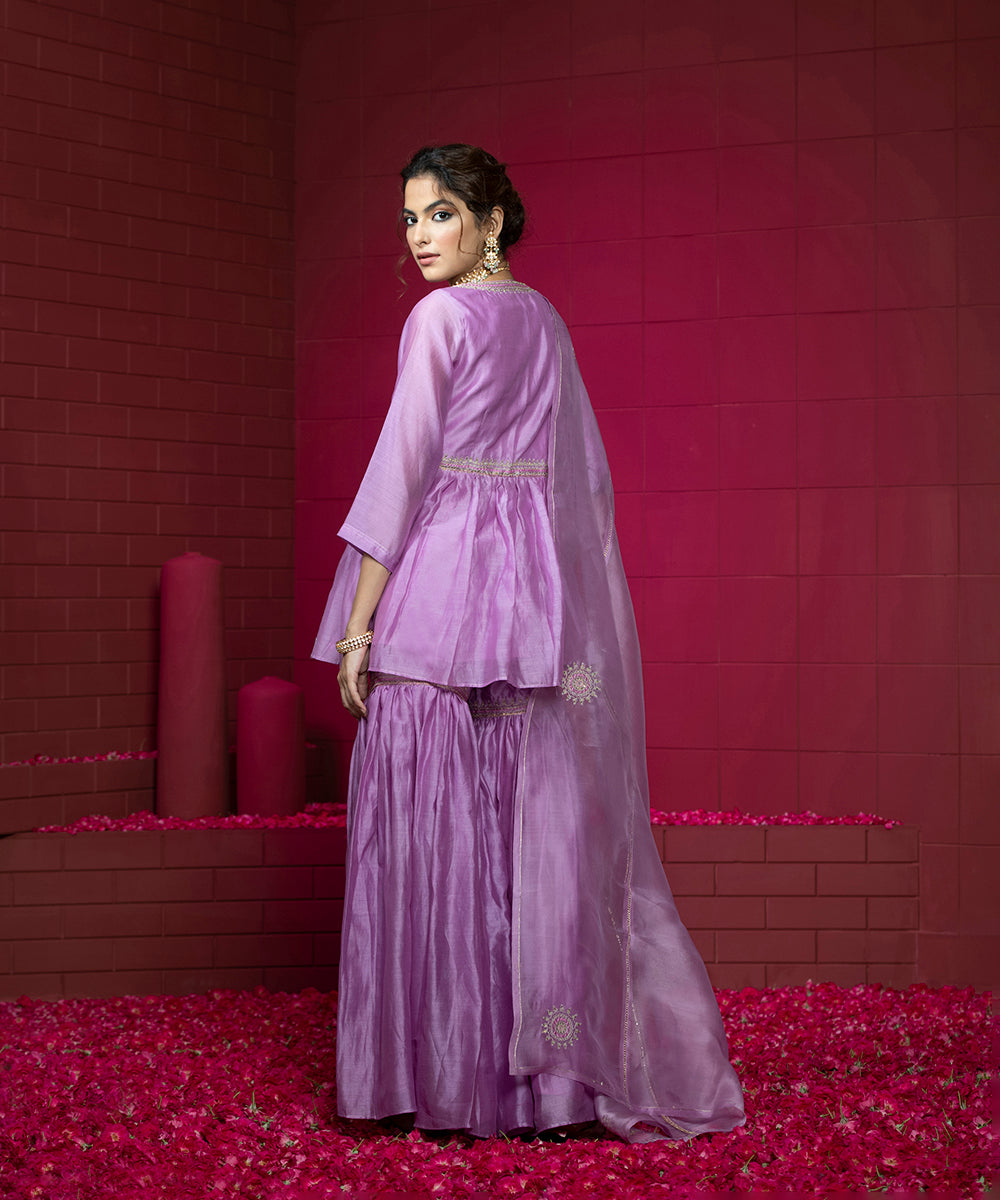 Lavender_Handloom_Chanderi_Peplum_Top_with_Gharara_and_Organza_Dupatta_WeaverStory_04