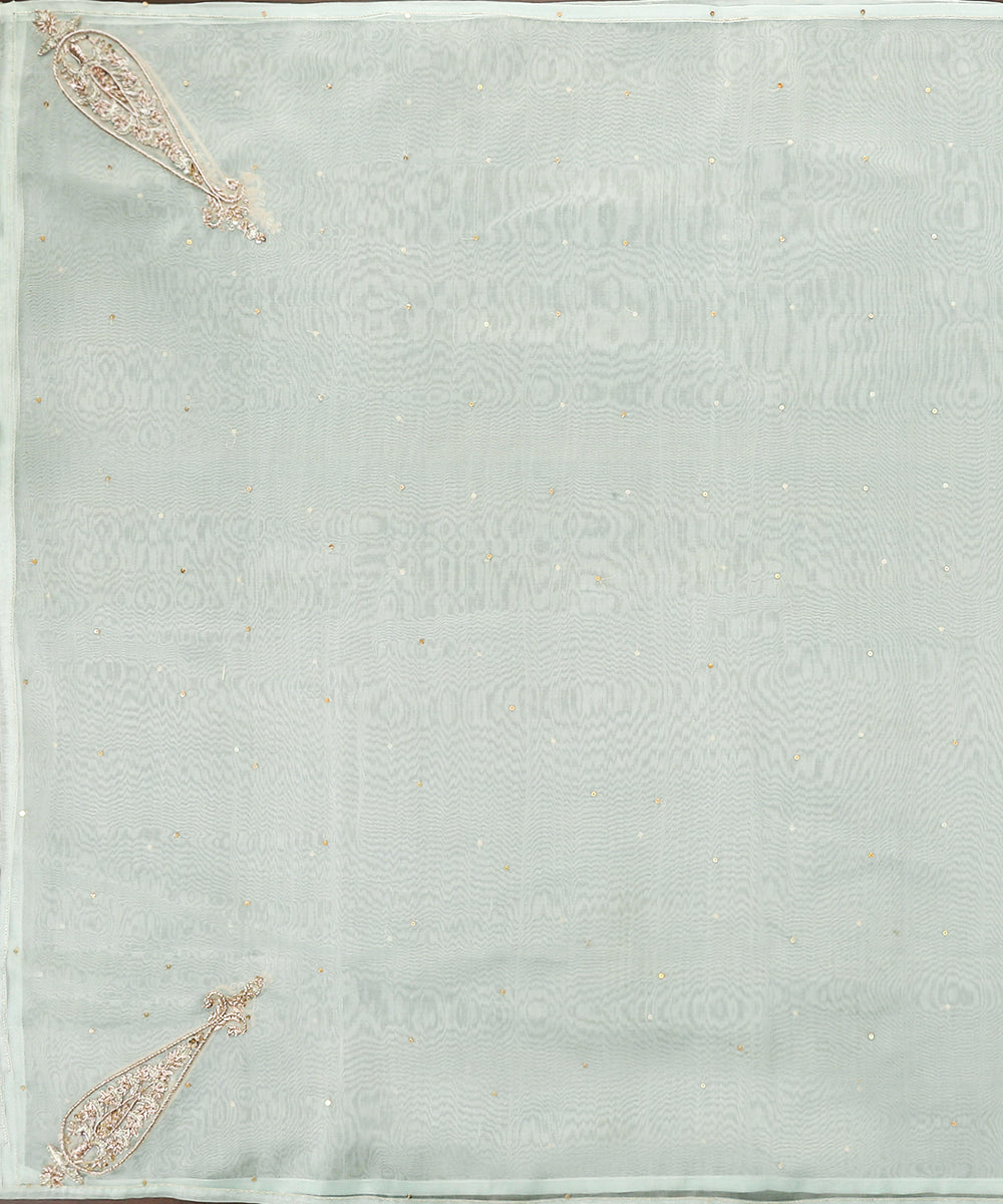 Mint_Green_Organza_Dupatta_With_Hand_Embroidered_Zari_Motif_On_Four_Corners_WeaverStory_02