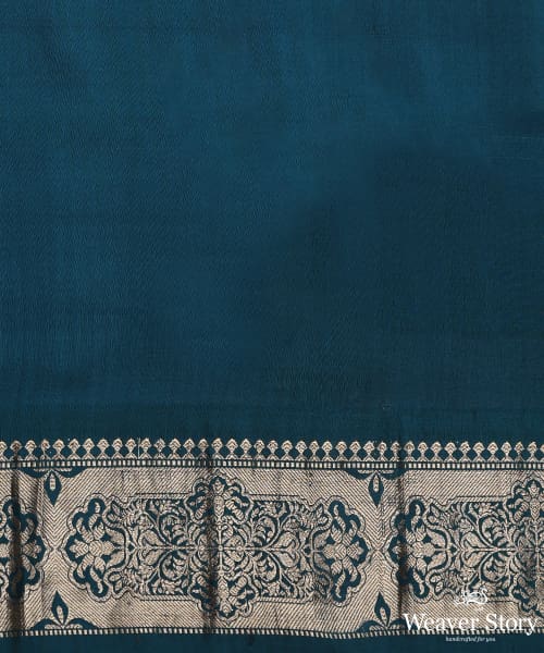 Mustard_And_Teal_Pure_Mulberry_Silk_Saree_With_Gold_Zari_WeaverStory_06