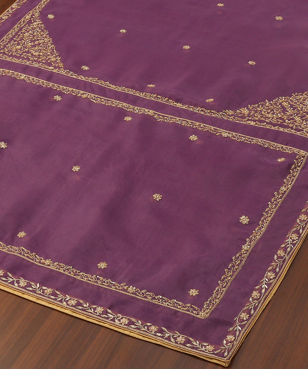 Purple_Handloom_Organza_Dupatta_With_Embroidered_Zardozi_Borders_And_Boota_All_Over_WeaverStory_03