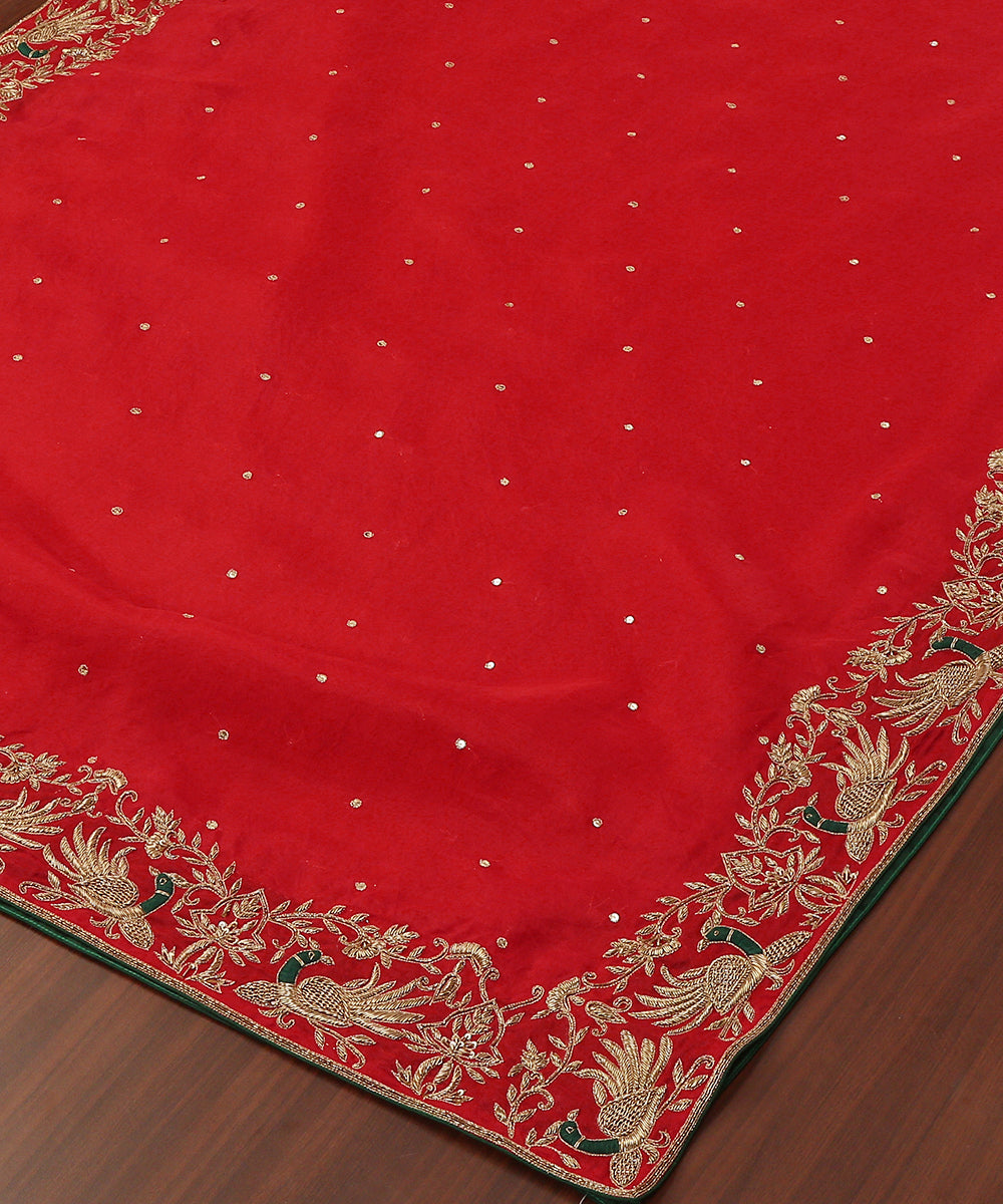 Red_Handloom_Pure_Organza_Dupatta_With_Hand_Embroidered_Zardozi_Border_WeaverStory_03
