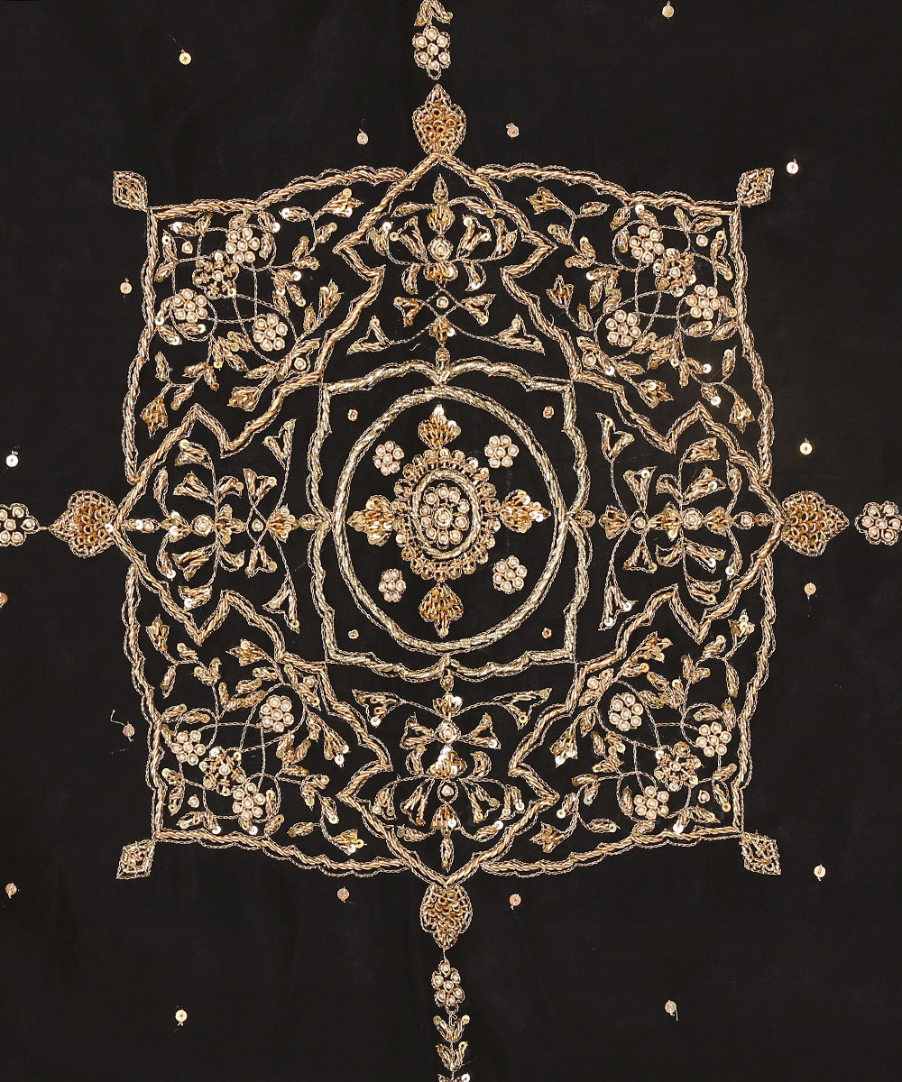 Black_Handloom_Organza_Dupatta_With_Hand_Embroidered_Zardozi_On_The_Corners_WeaverStory_03