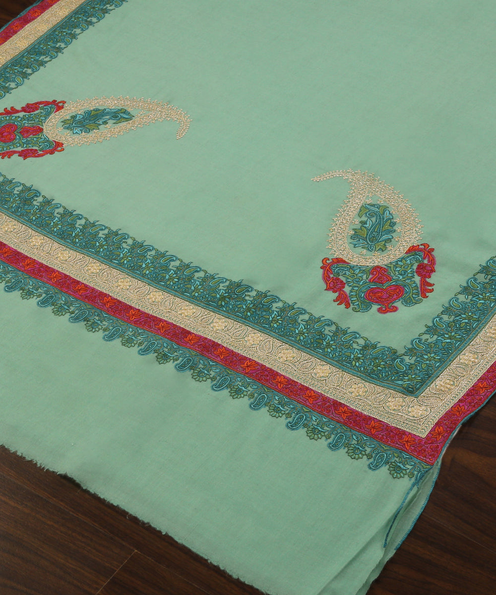 Handwoven_Sea_Green_Pure_Pashmina_Shawl_With_Sozni_Kari_Border_And_Tilla_Work_WeaverStory_04