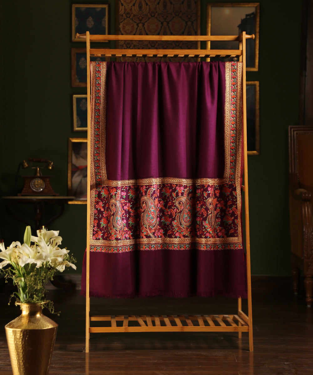 Plum_Handwoven_Pure_Pashmina_Shawl_With_Paper_Mache_Embroidery_Palla_And_Tilla_WeaverStory_02